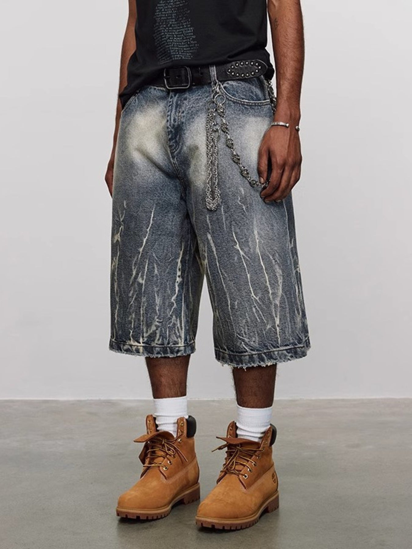 Men's Full Size Washed Loose Fit Denim Shorts Plus Size