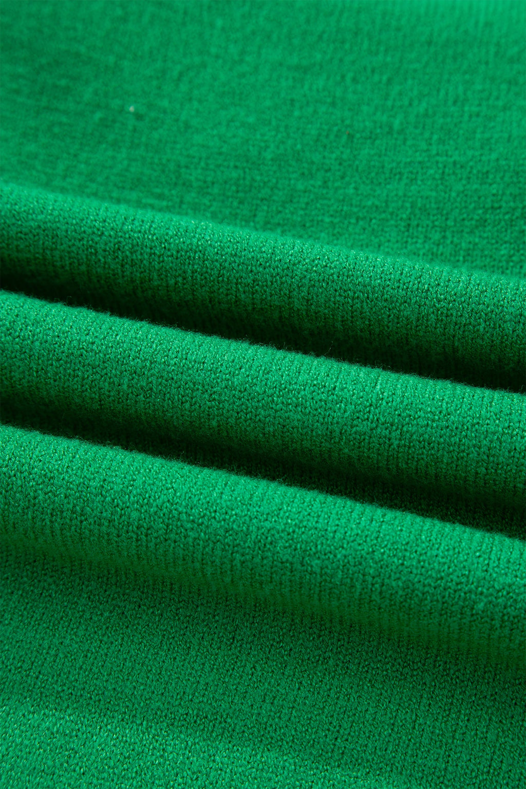 Bright Green Shiny Lucky Striped Flutter Sleeve Round Neck Sweater