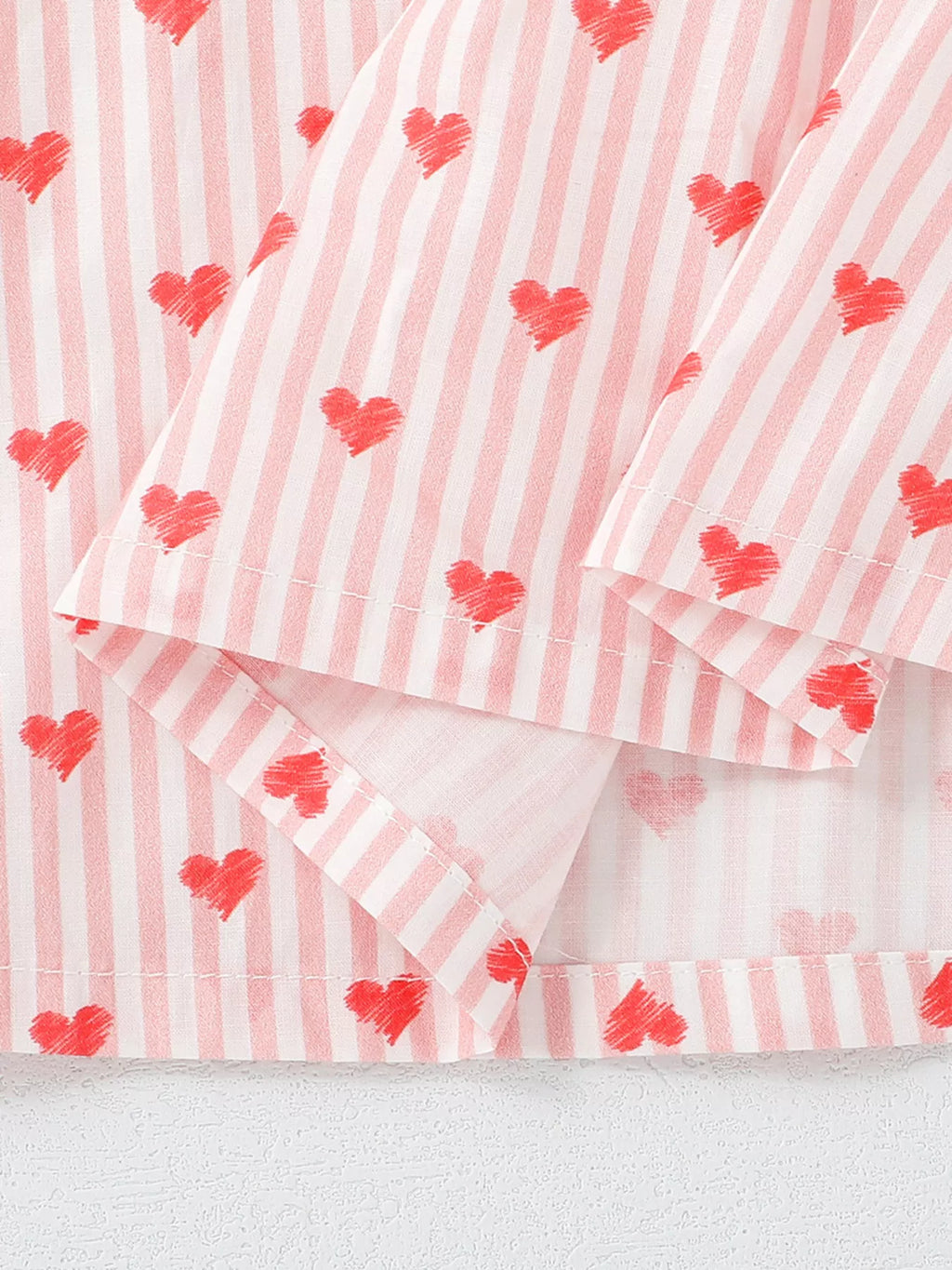 Children's Heart Print Ruffle Trim Dress