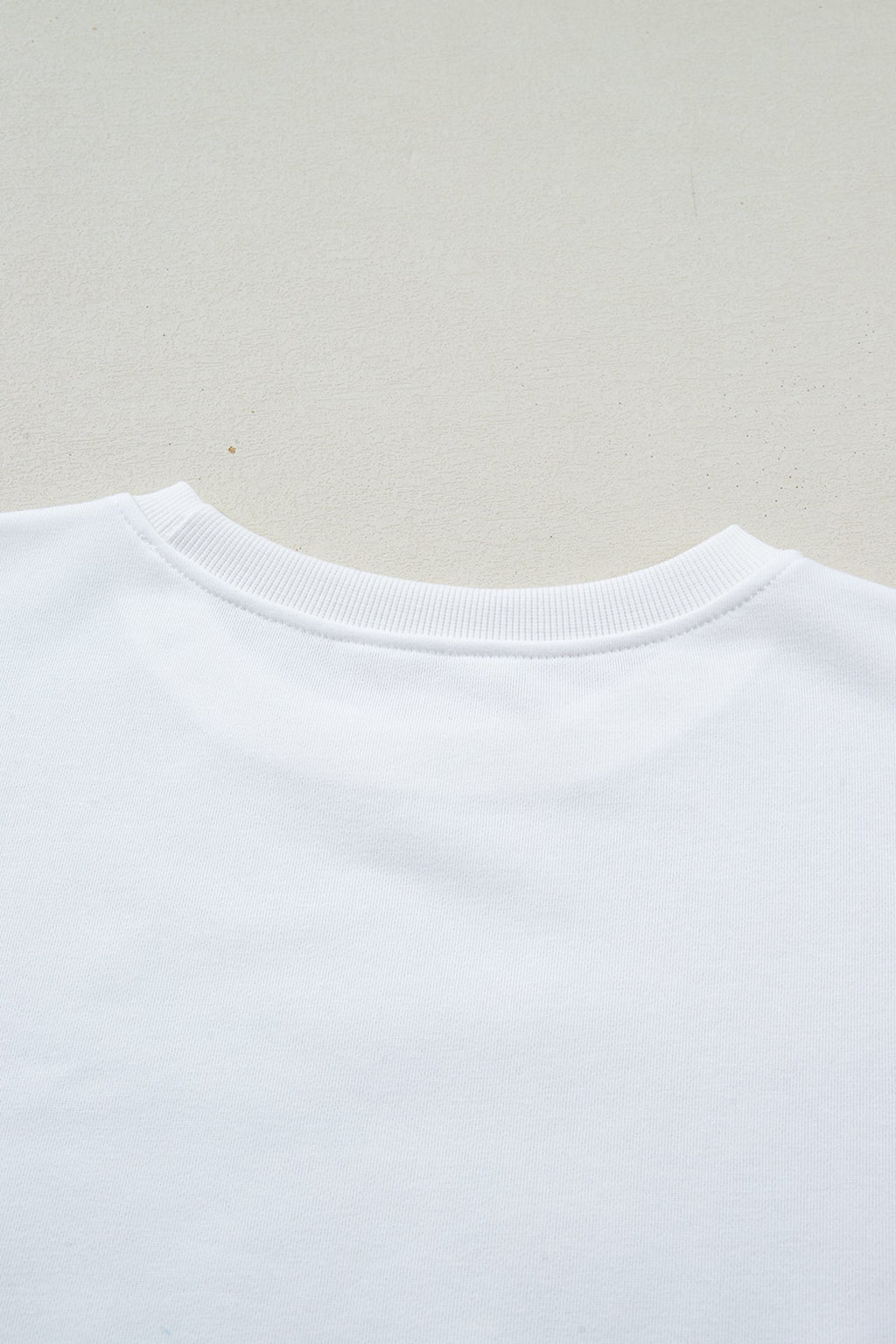 White Solid Color Dropped Shoulder Long Sleeve Top