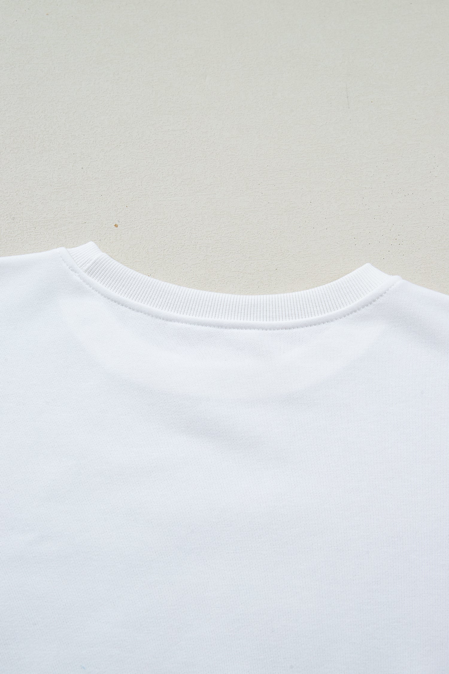 White Solid Color Dropped Shoulder Long Sleeve Top