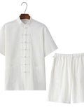 Men's Plus Size Chinese Style Top and Shorts Set