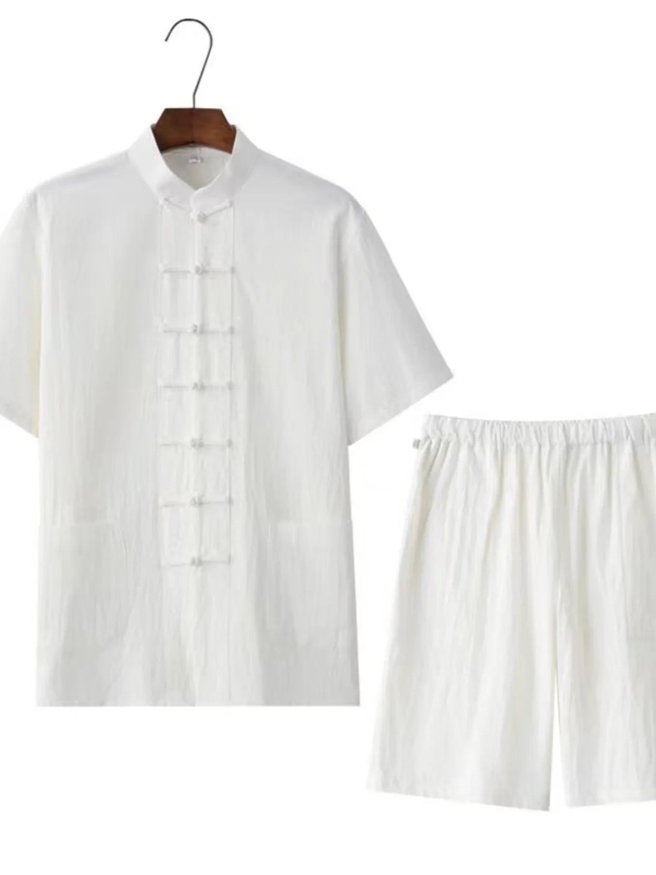 Men's Plus Size Chinese Style Top and Shorts Set
