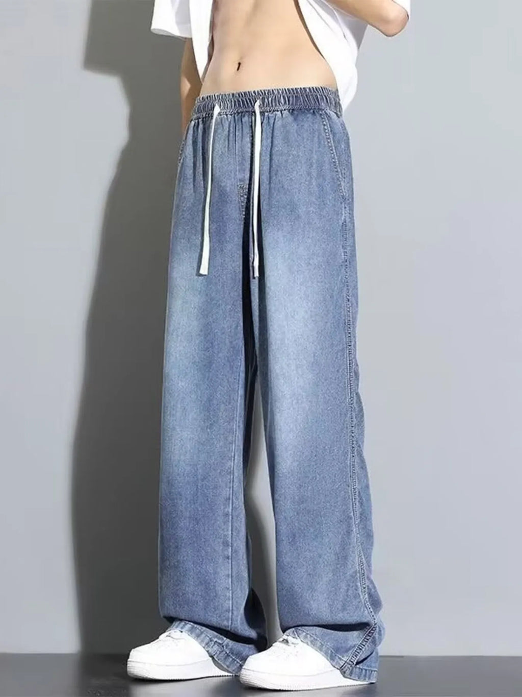 Men's Full Size Vintage Wash Wide Leg Jeans Plus Size