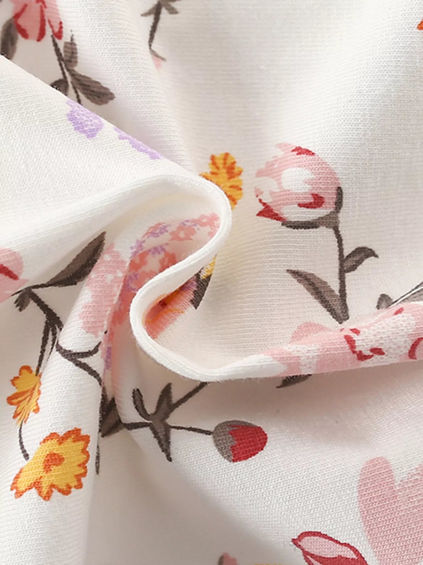 Children's Floral Print Ruffle Collar Dress