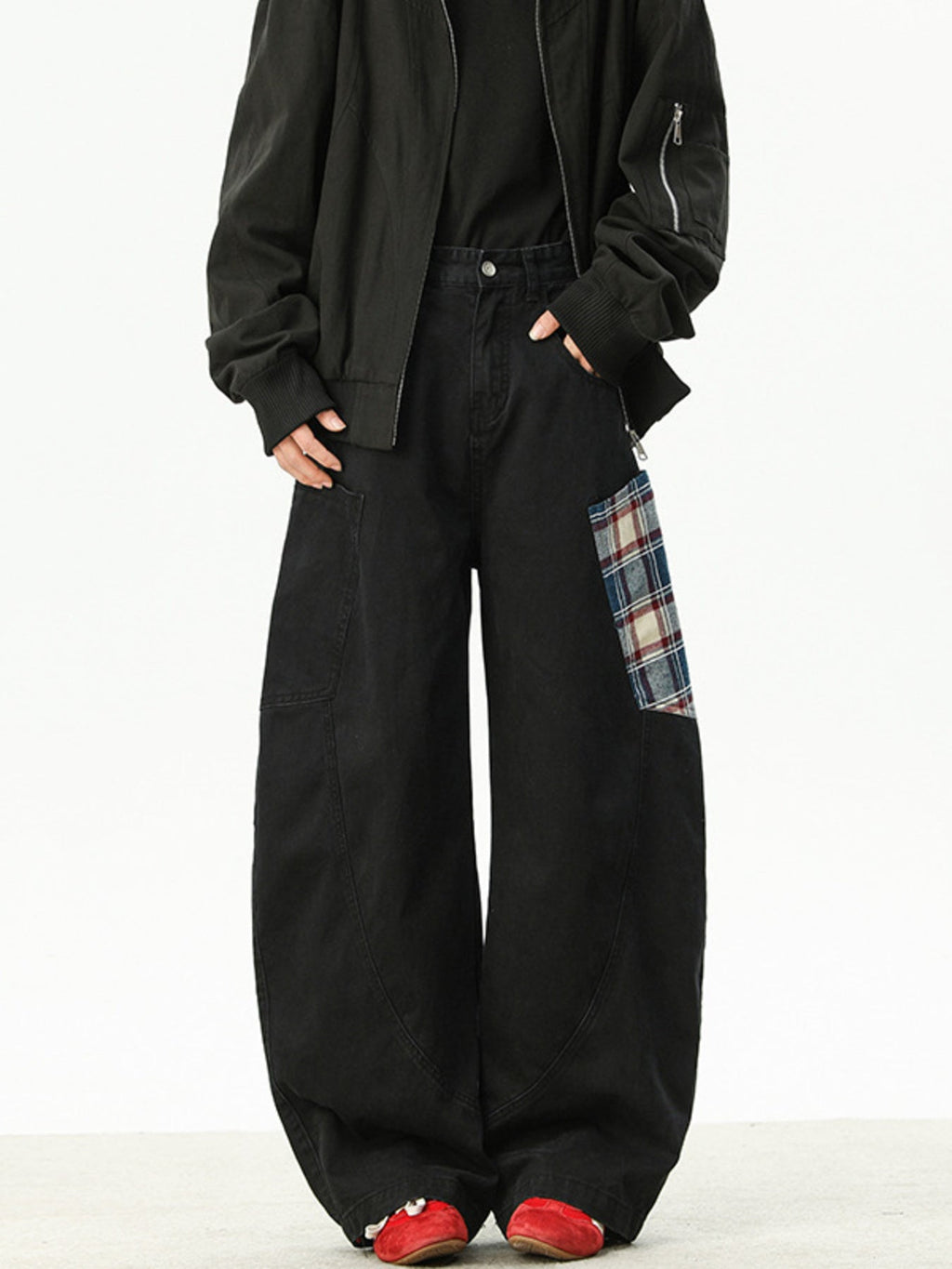 Men's Plus Size Plaid Pocket Wide Leg Pants
