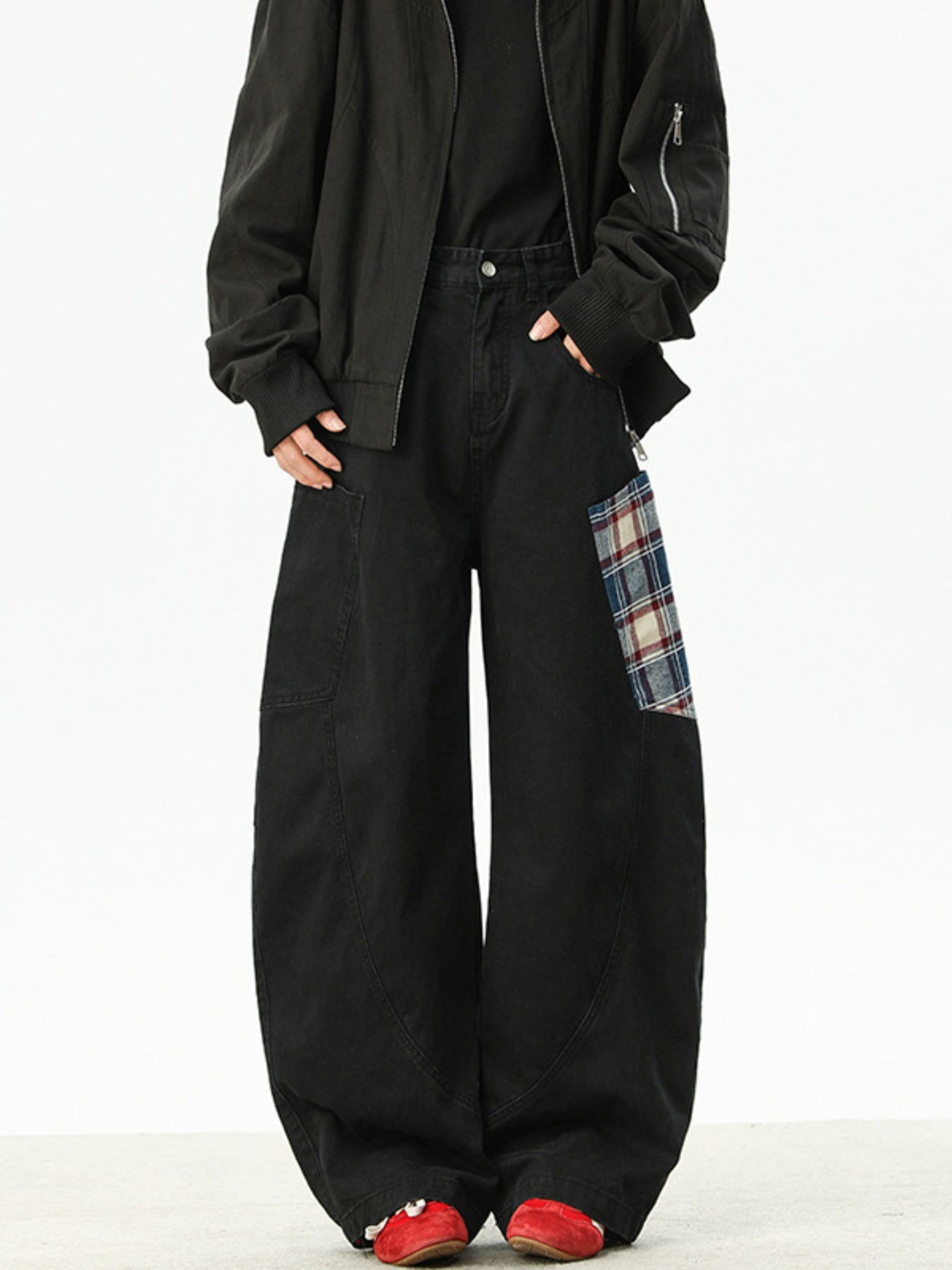 Men's Plus Size Plaid Pocket Wide Leg Pants