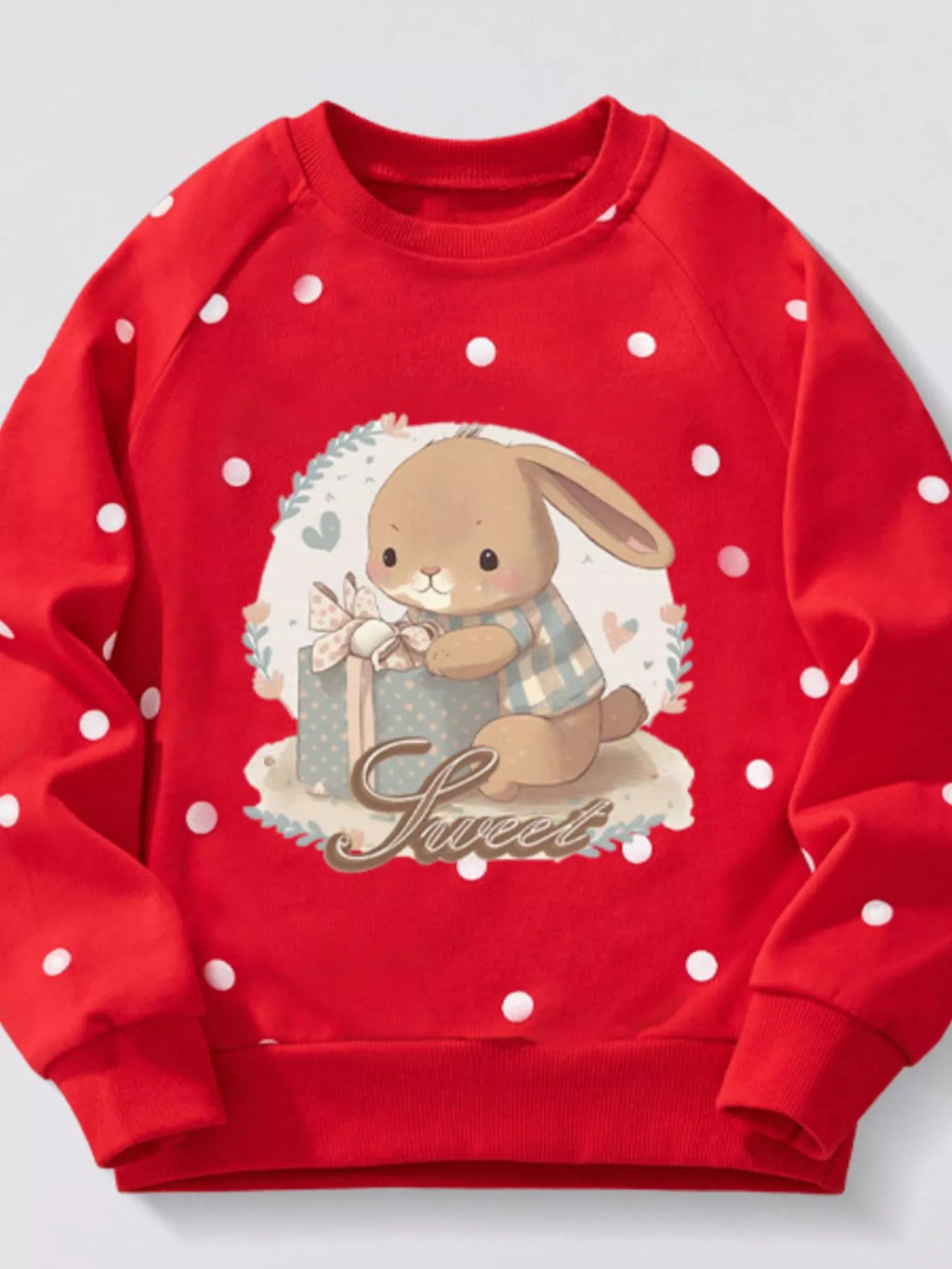 Children's Cute Bunny Polka Dot Sweatshirt