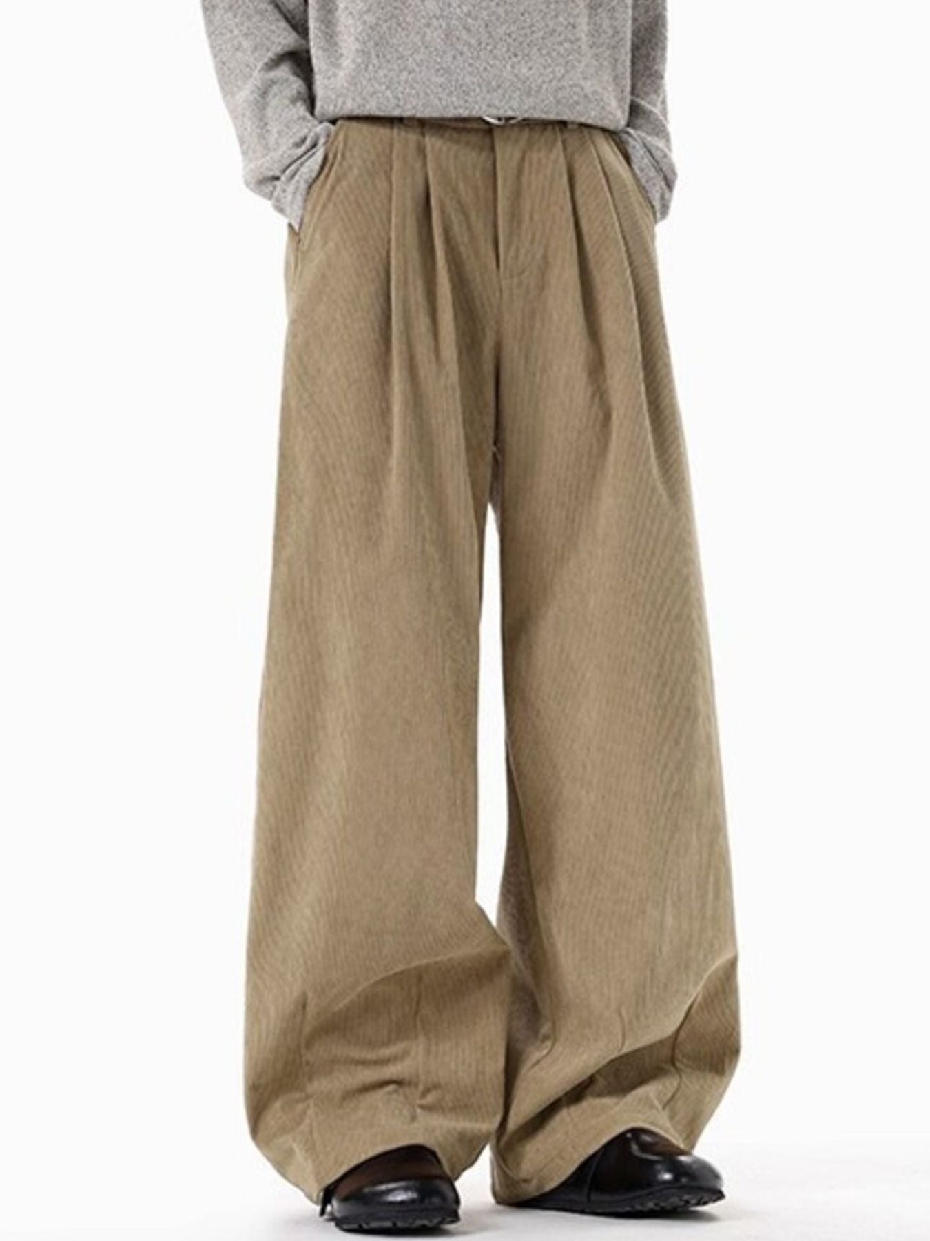 Men's Plus Size Pleated Detail Wide Leg Pants