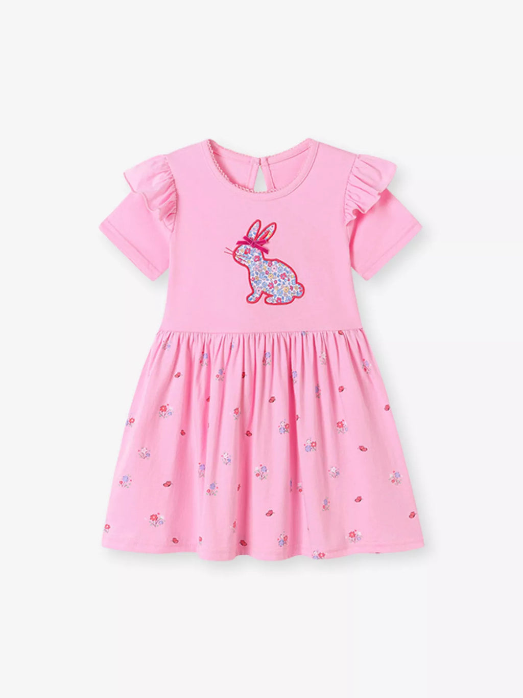 Children's Bunny Applique Ruffle Sleeve Dress