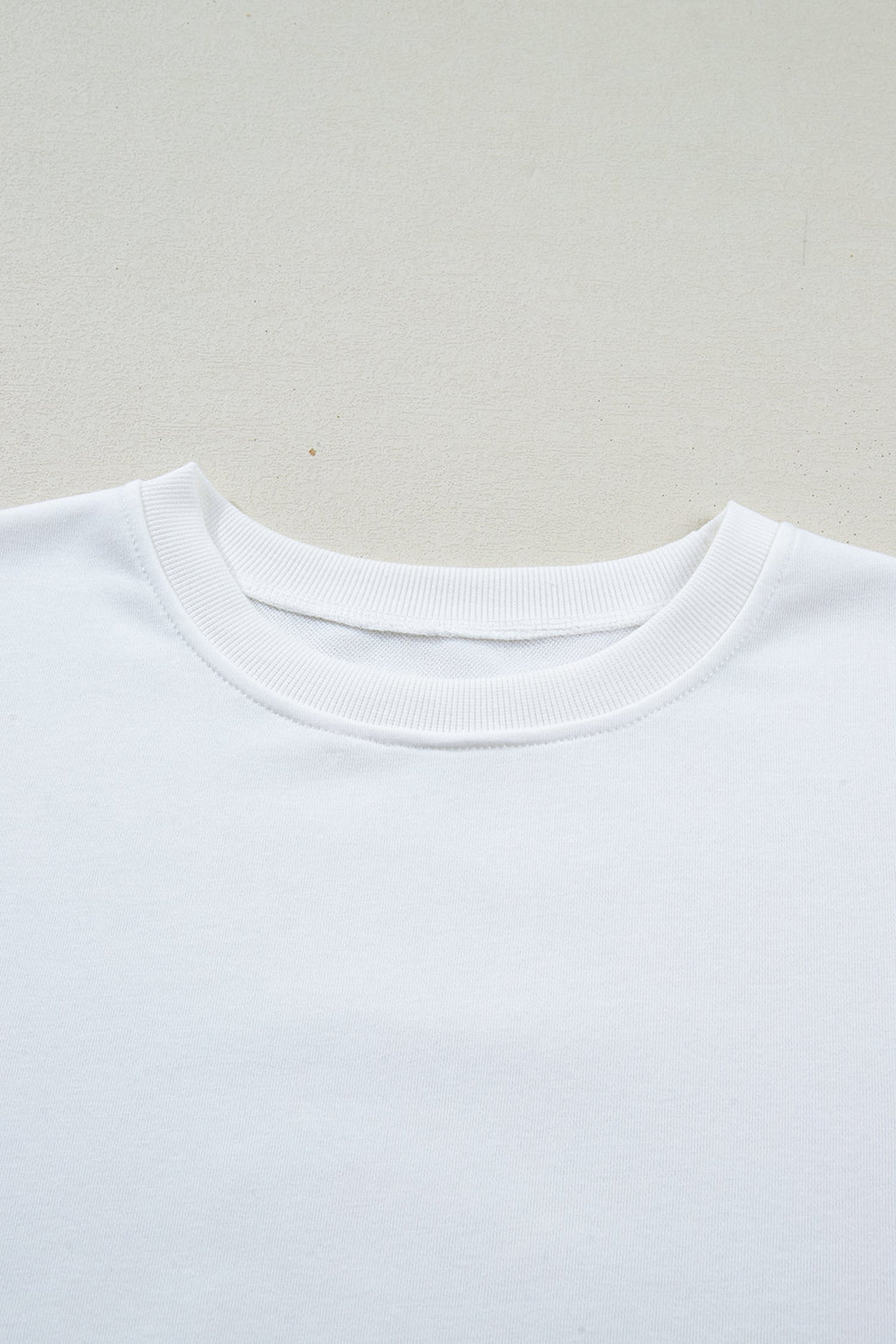 White Solid Color Dropped Shoulder Long Sleeve Top