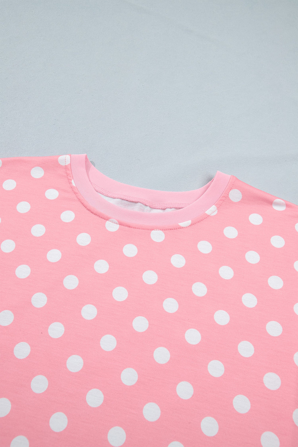 Sky Blue Polka Dot Oversized Top Drawstring Short Set