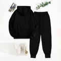 Women's Solid 2-Piece Set Letter Print Hoodie With Pocket