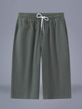 Men's Plus Size Casual Cropped Drawstring Pants