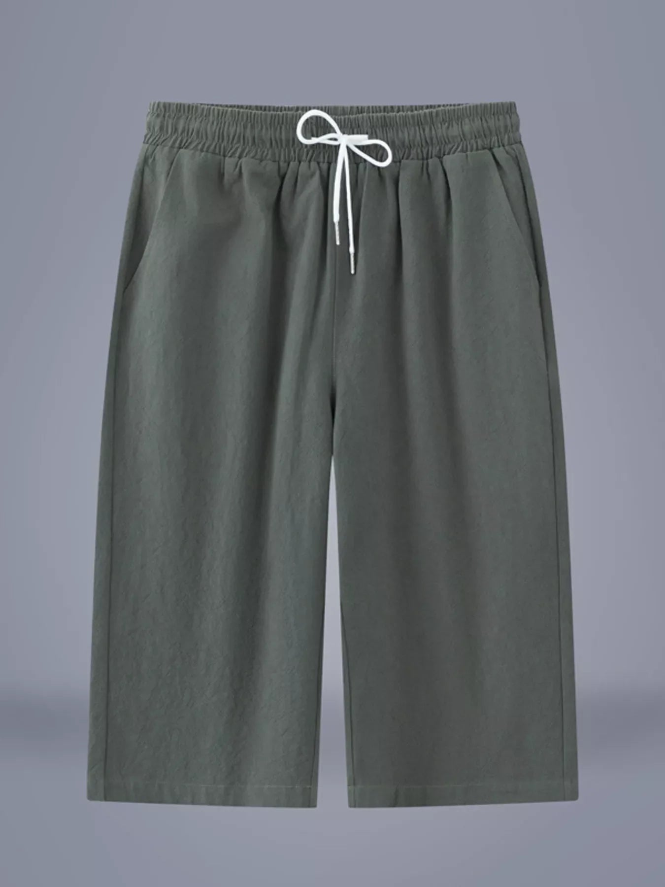 Men's Plus Size Casual Cropped Drawstring Pants
