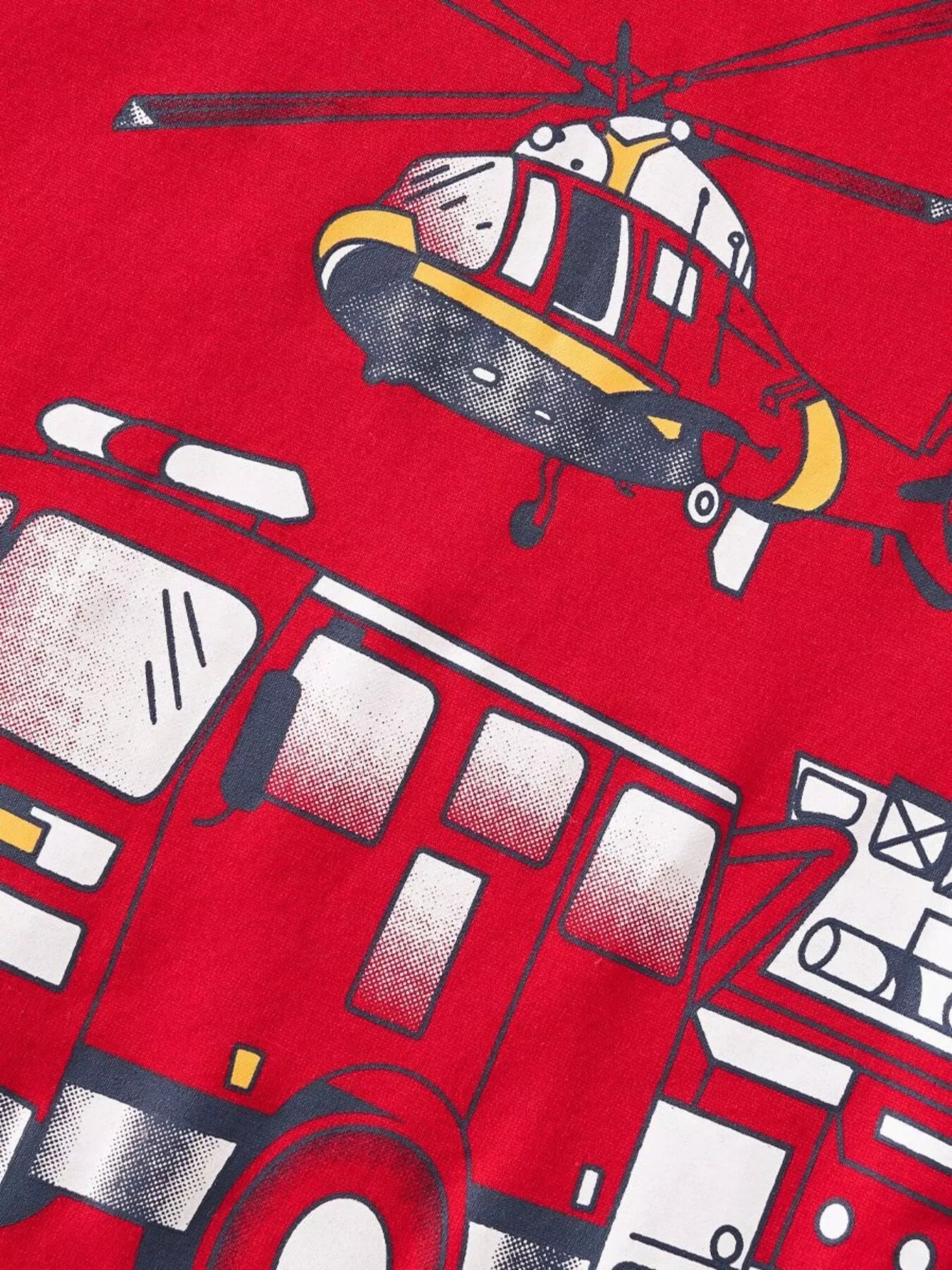 Children's Fire Truck & Helicopter Graphic Short Sleeve T-Shirt