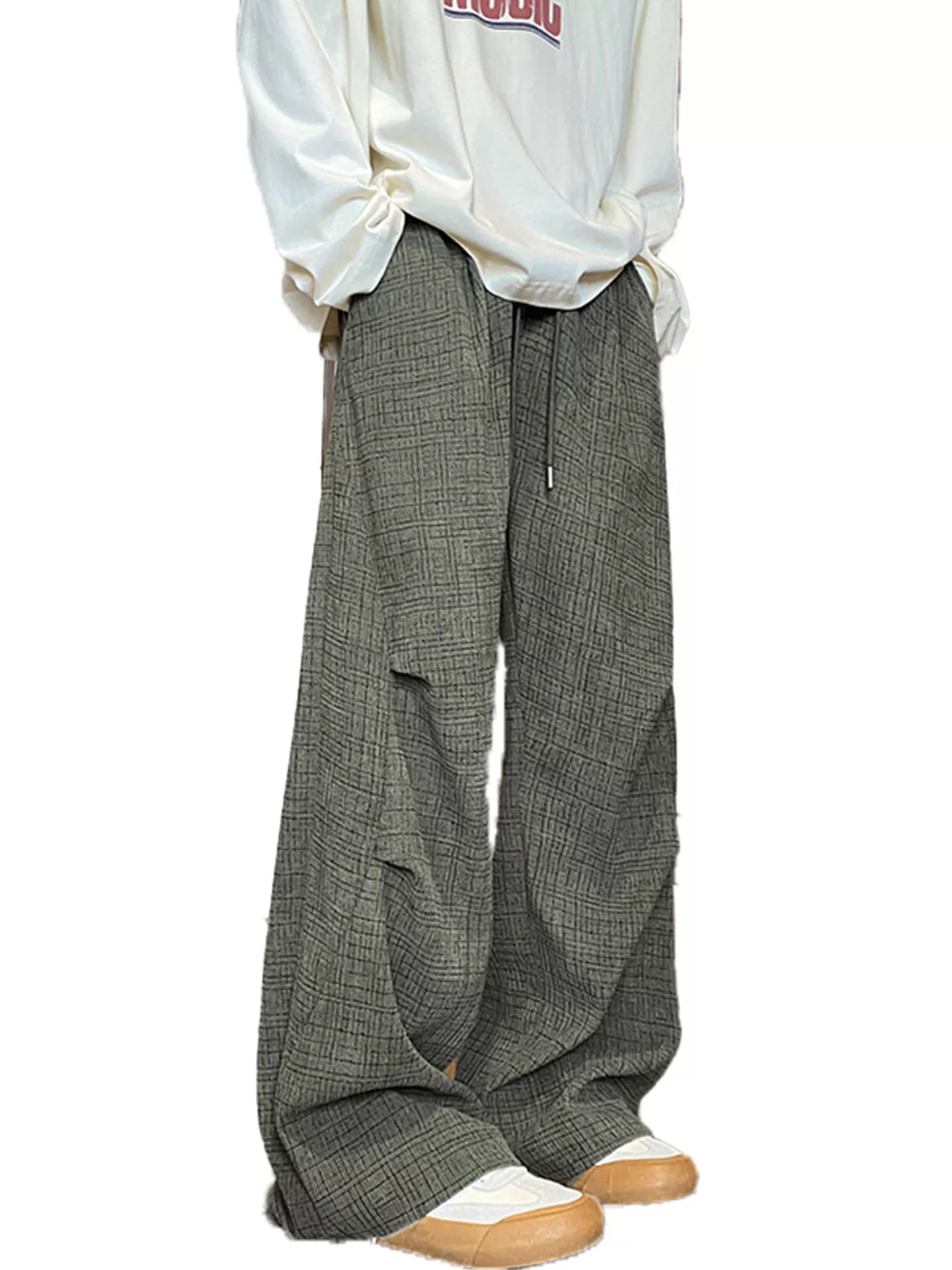 Men's Plus Size Loose Fit Plaid Casual Pants