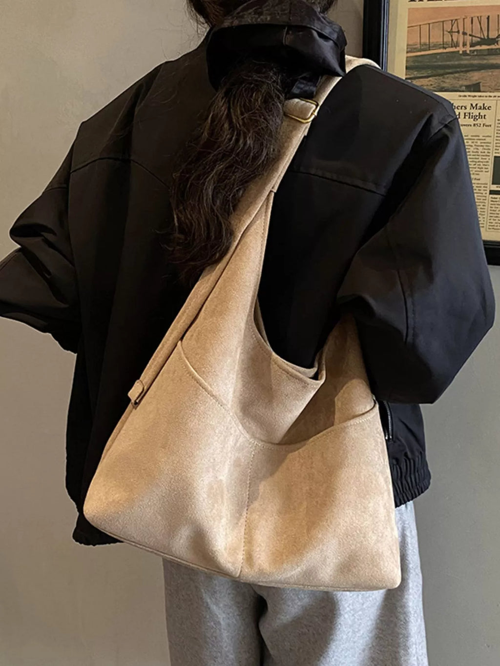 Minimalist Suede Shoulder Bag