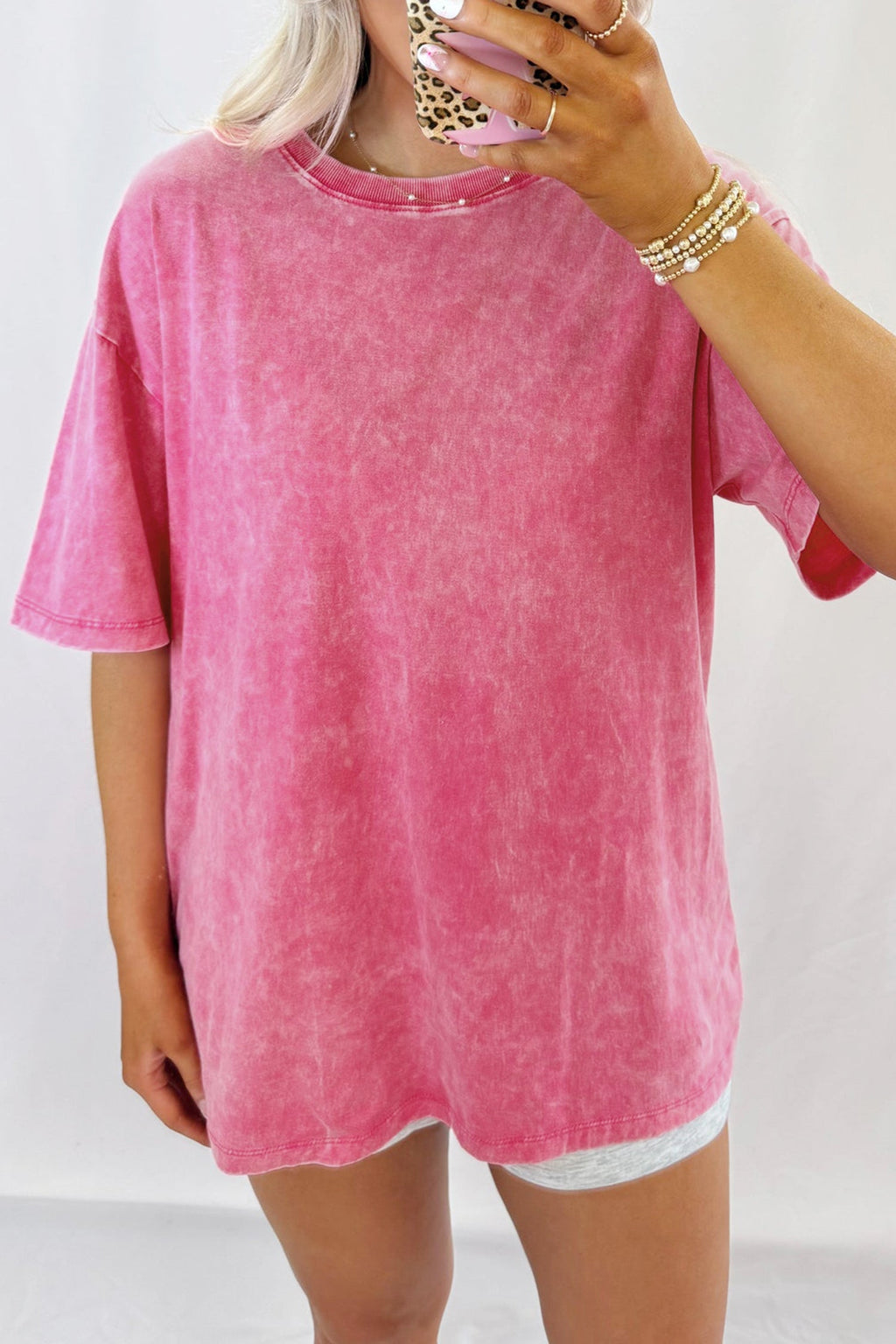 Rose Red Mineral Washed Oversized Tee