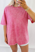 Rose Red Mineral Washed Oversized Tee