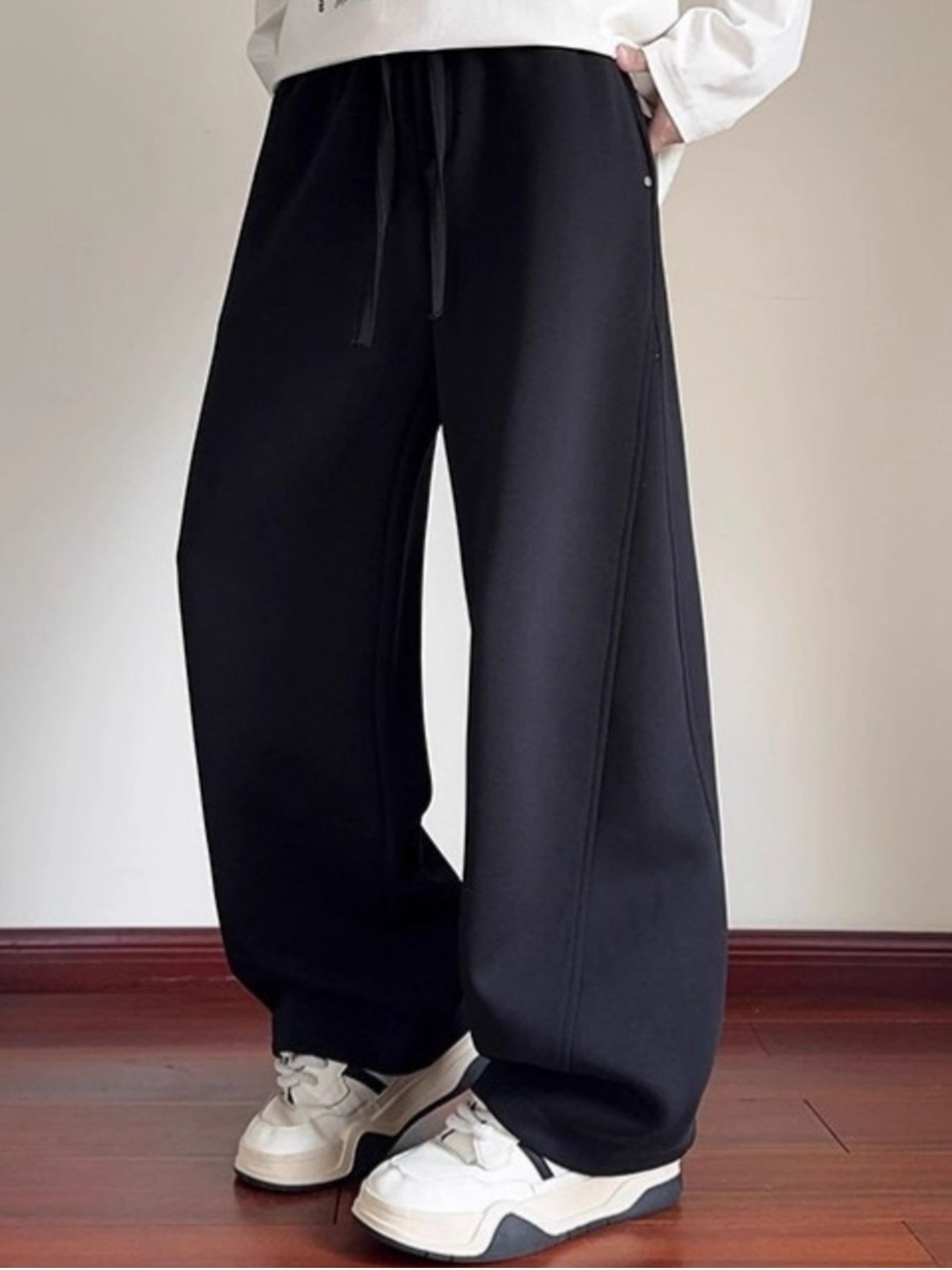 Men's Plus Size Drawstring Wide Leg Pants