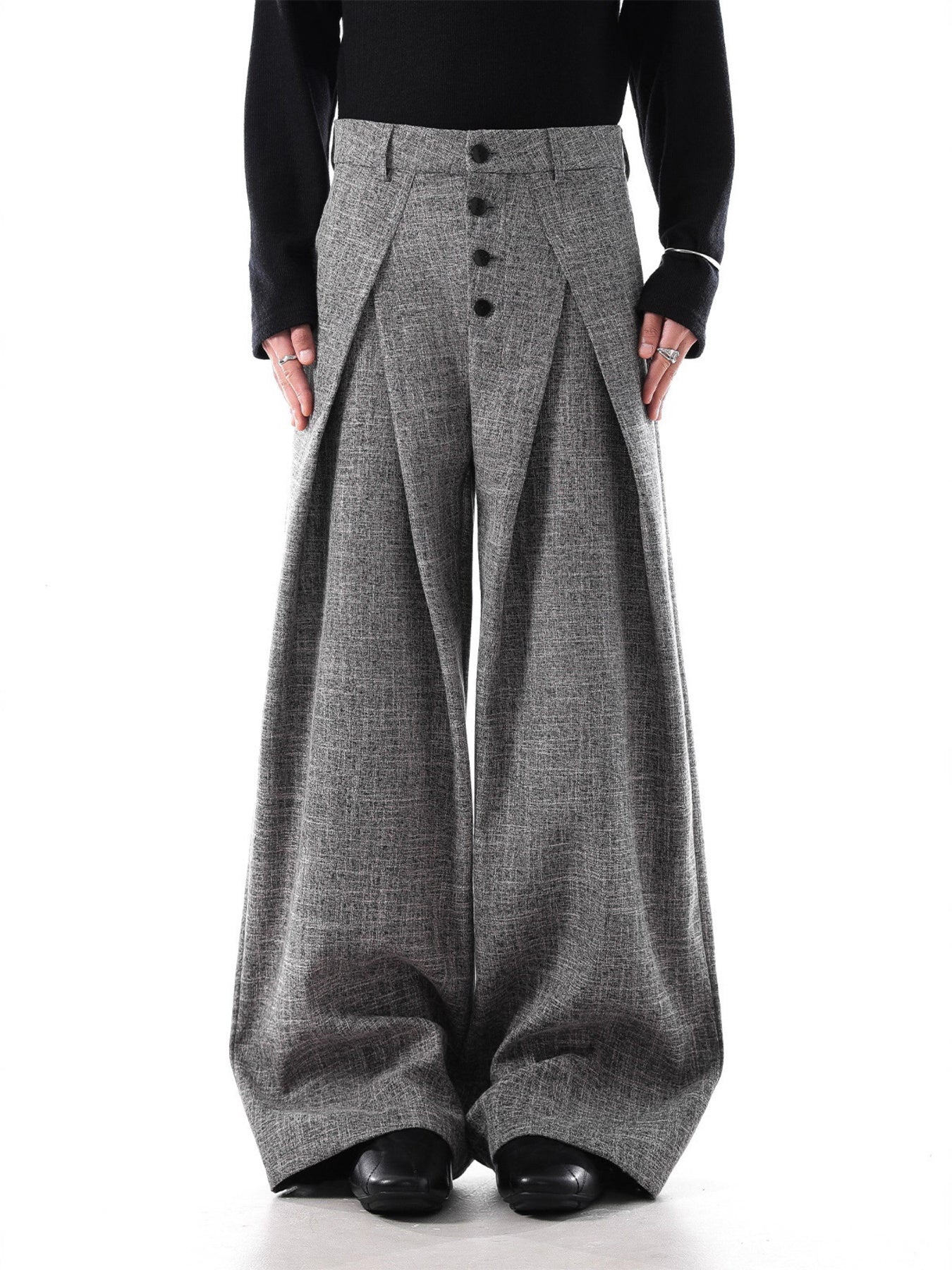Men's Plus Size Wide Leg Pleated Pants
