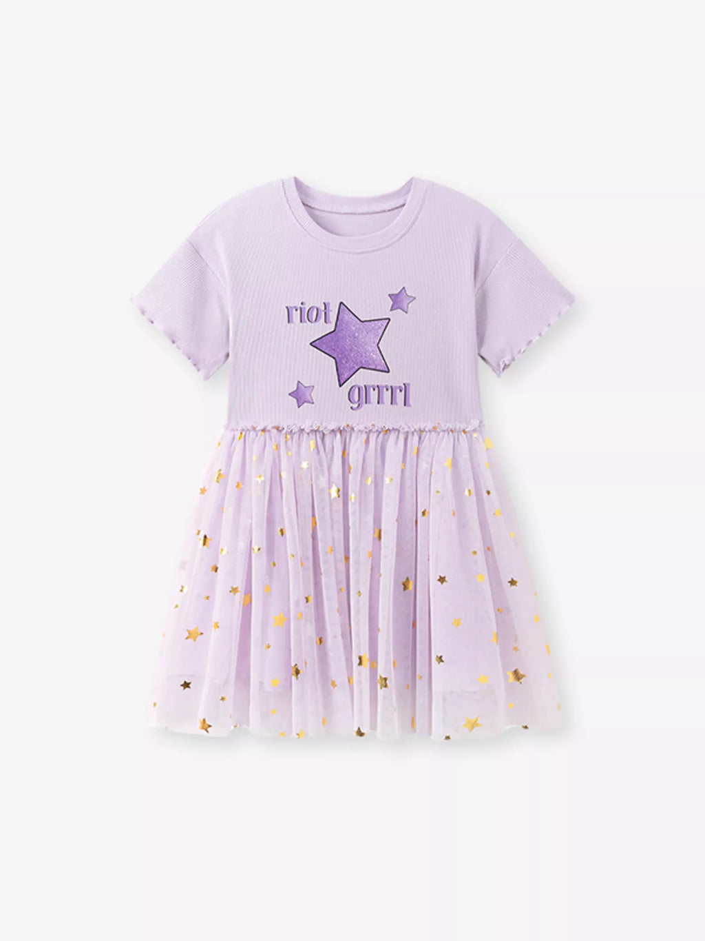 Children' s Star Round Neck Tulle Dress