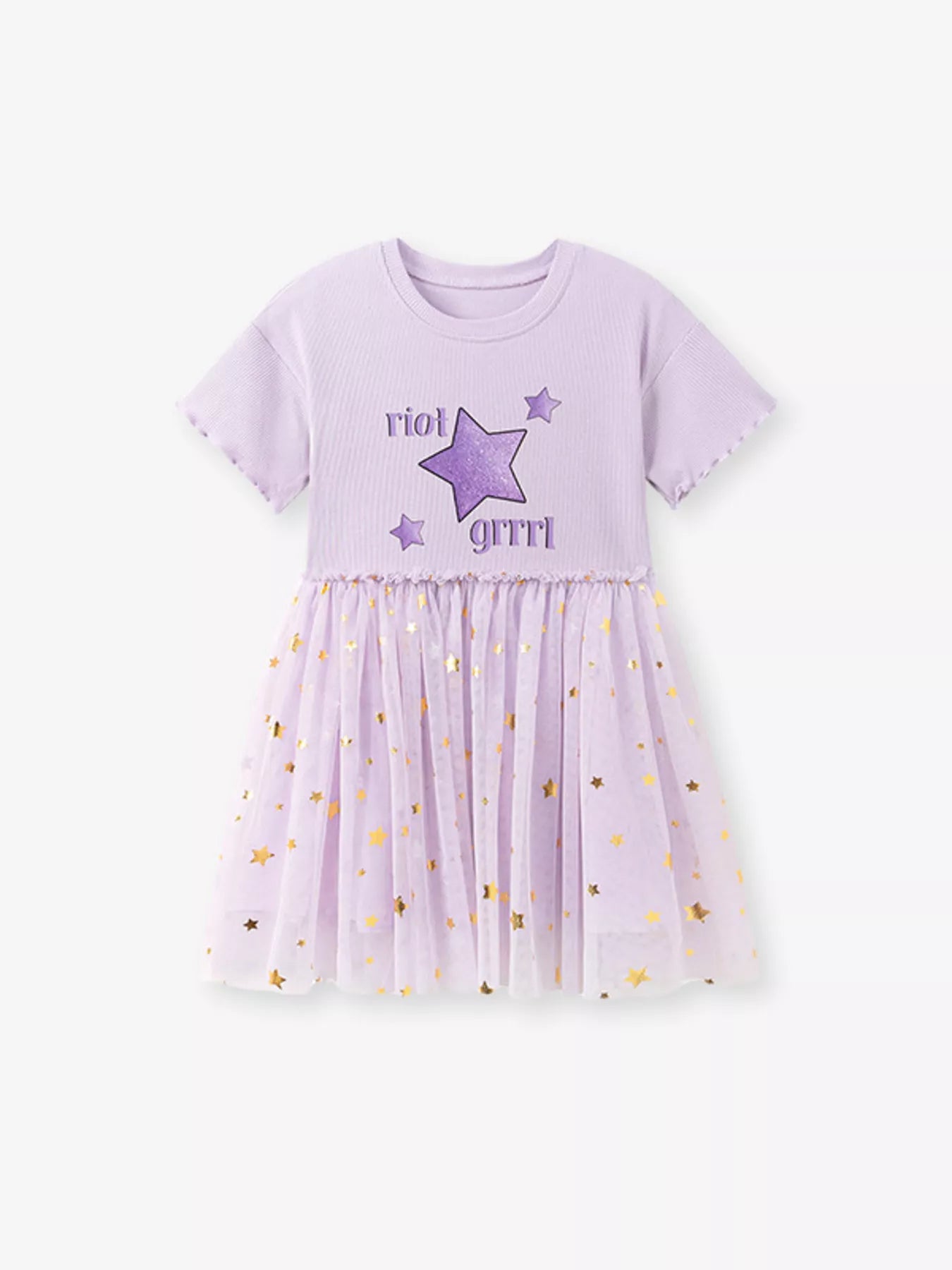 Children' s Star Round Neck Tulle Dress