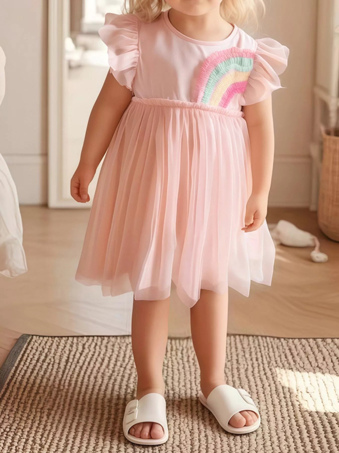 Children's Rainbow Applique Tulle Dress