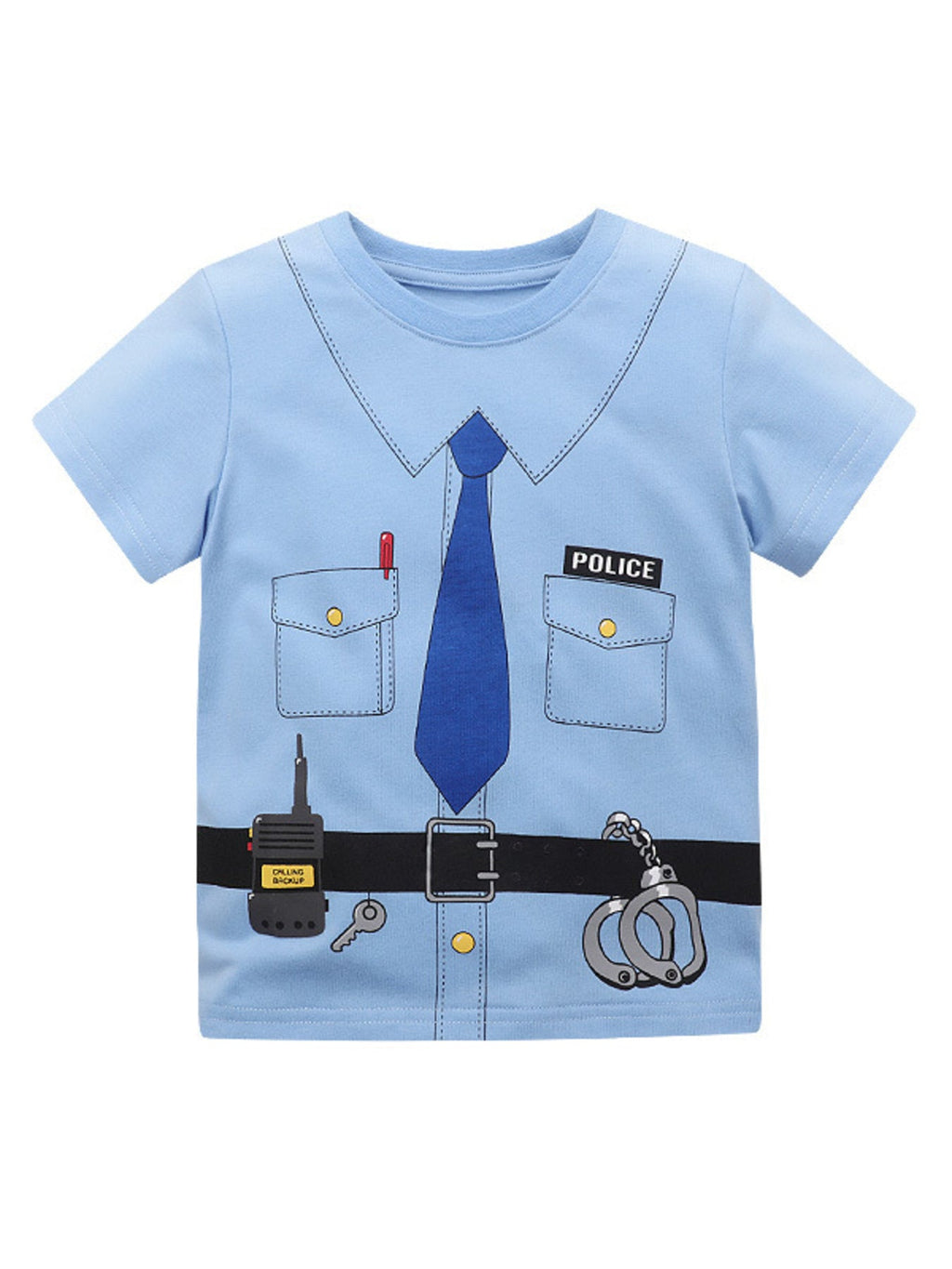 Children's Police Officer Graphic Short Sleeve T-Shirt