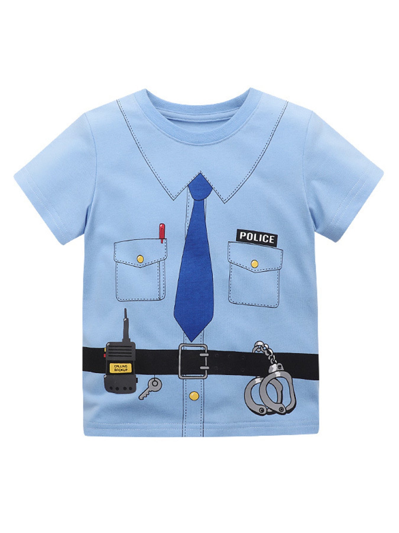 Children's Police Officer Graphic Short Sleeve T-Shirt