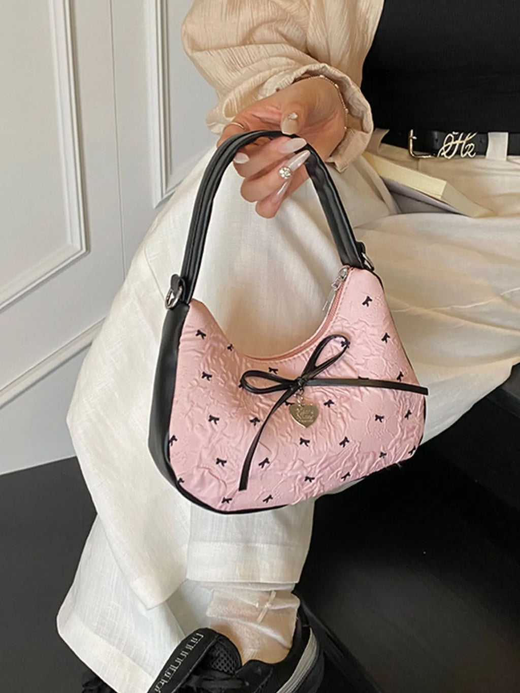 Printed Bow Shoulder Bag