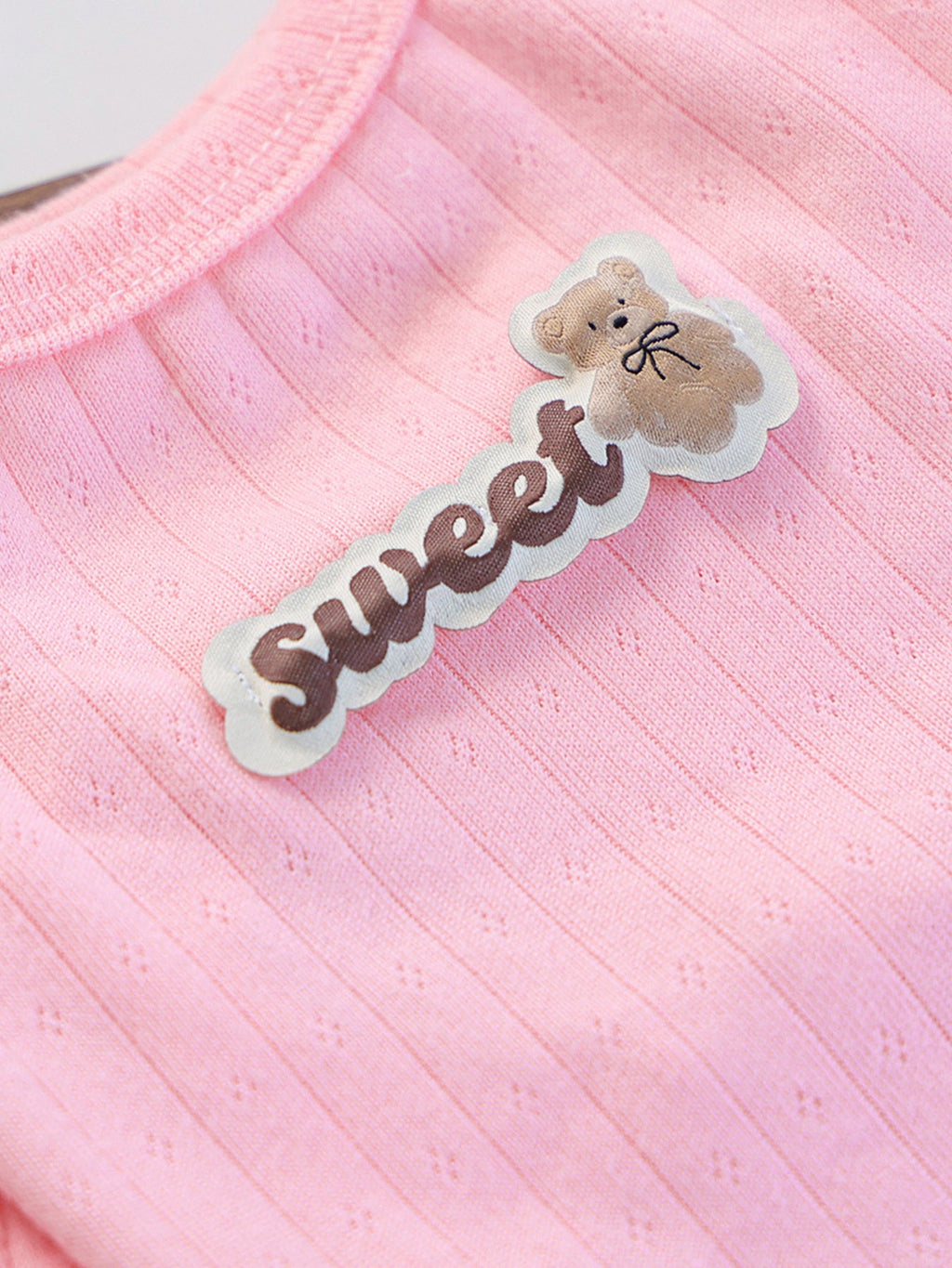 Sweet Bear Patch Ribbed Pet Top