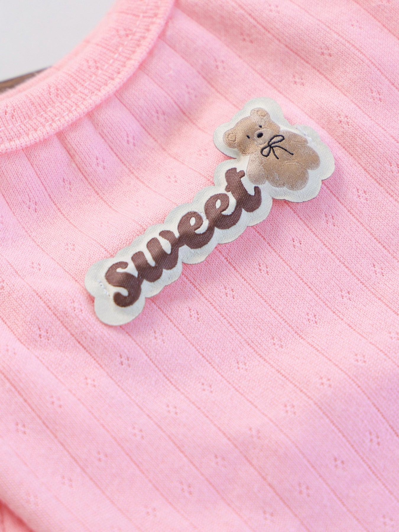 Sweet Bear Patch Ribbed Pet Top
