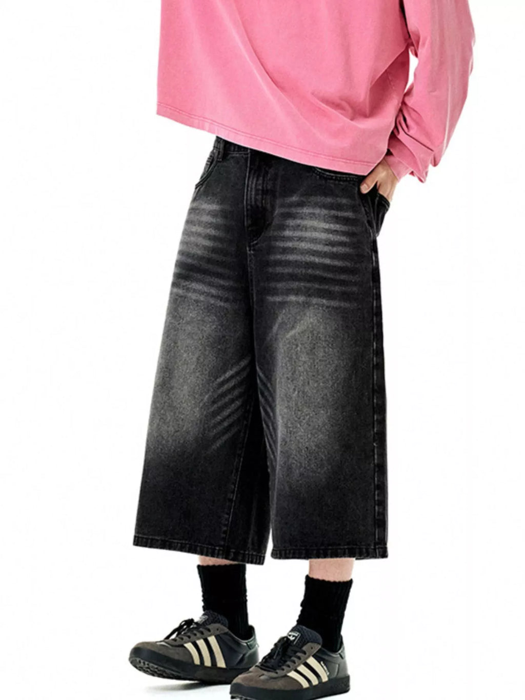 Men's Wide Leg Denim Shorts