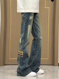 Men's Full Size Patchwork Wide Leg Jeans Plus Size