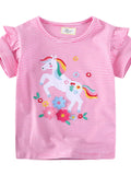 C=Children's Unicorn Ruffle Sleeve Striped T-Shirt