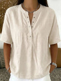 Women's Solid Color Loose-Fit Short-Sleeve Pullover Top