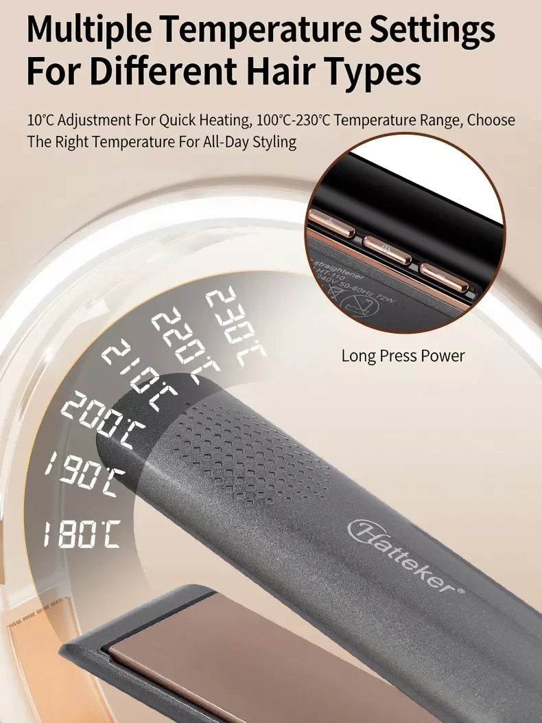 Curling and Straightening Hair Iron with Temperature Control