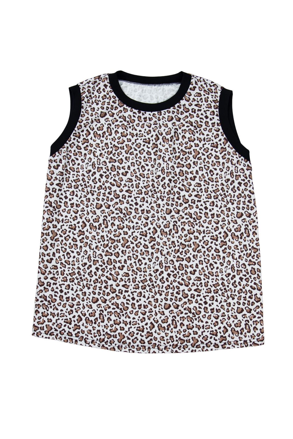 Khaki Contrast Trim Plus Size Leopard Vest