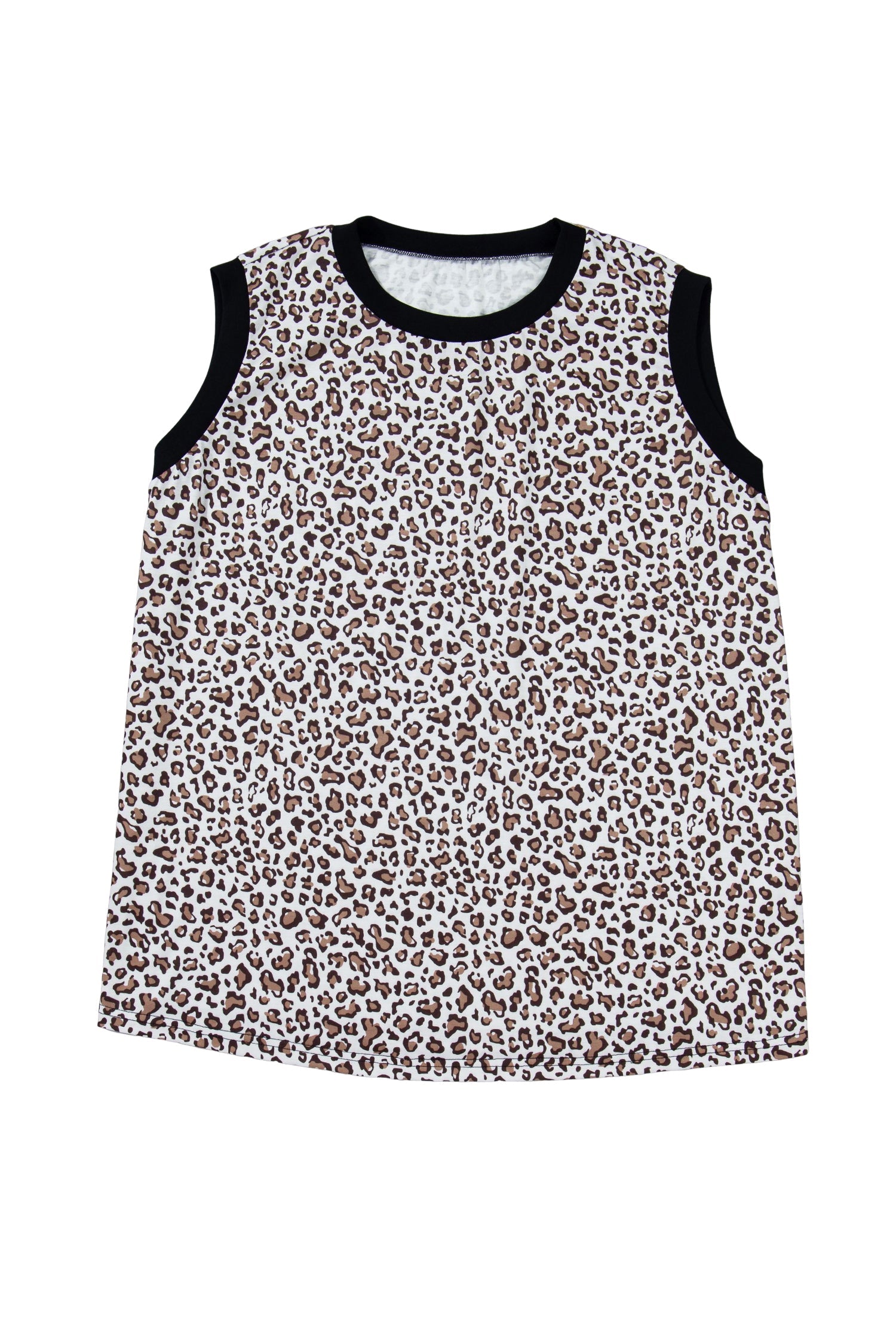 Khaki Contrast Trim Plus Size Leopard Vest