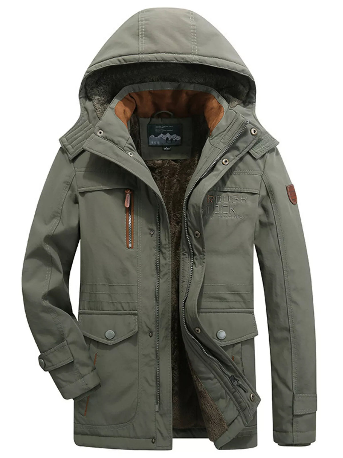 Men's Plus Size Winter Zip Up Hooded Parka Jacket