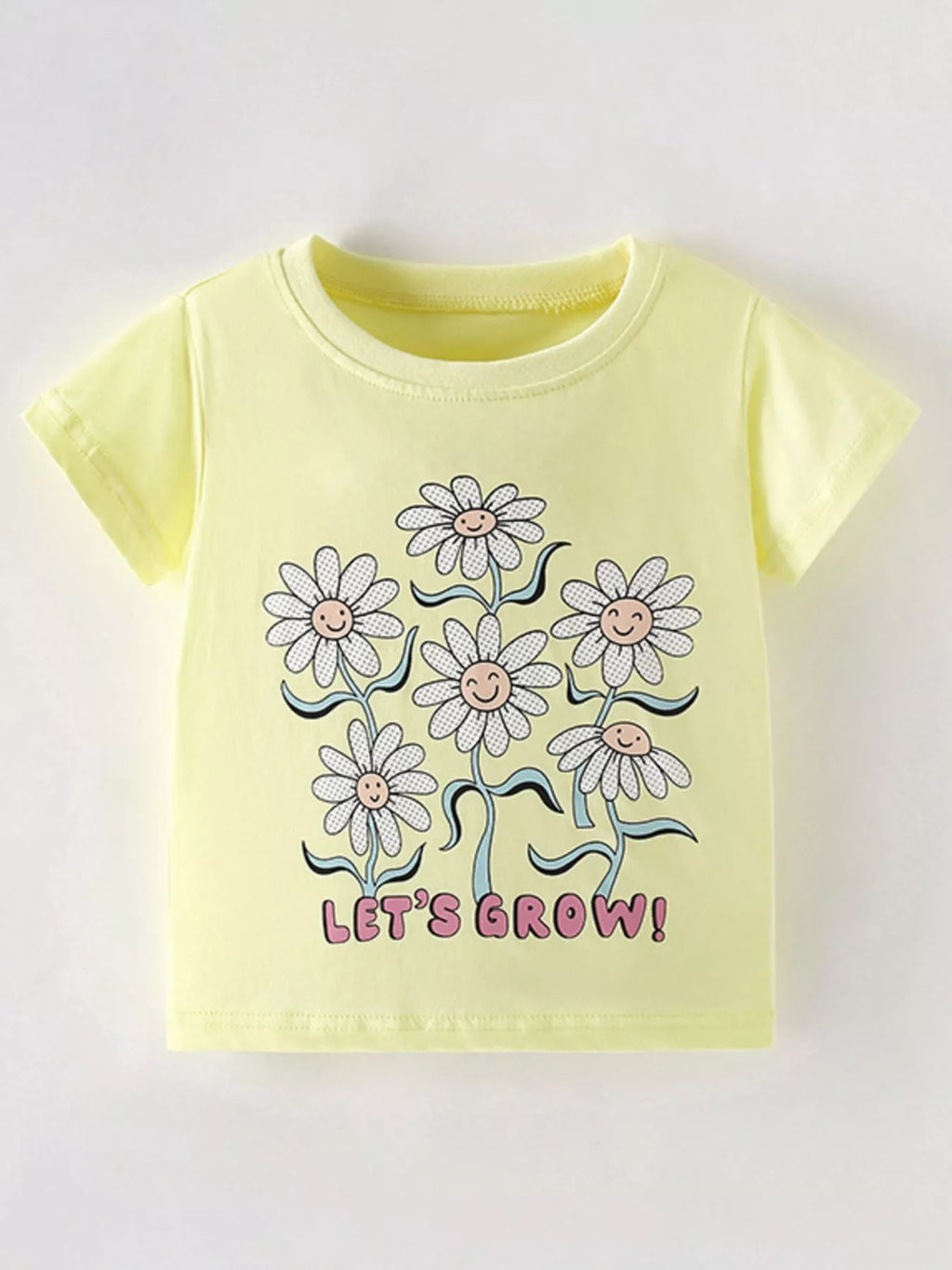 Children's Cute Daisy Print Graphic Sleeve T-Shirt