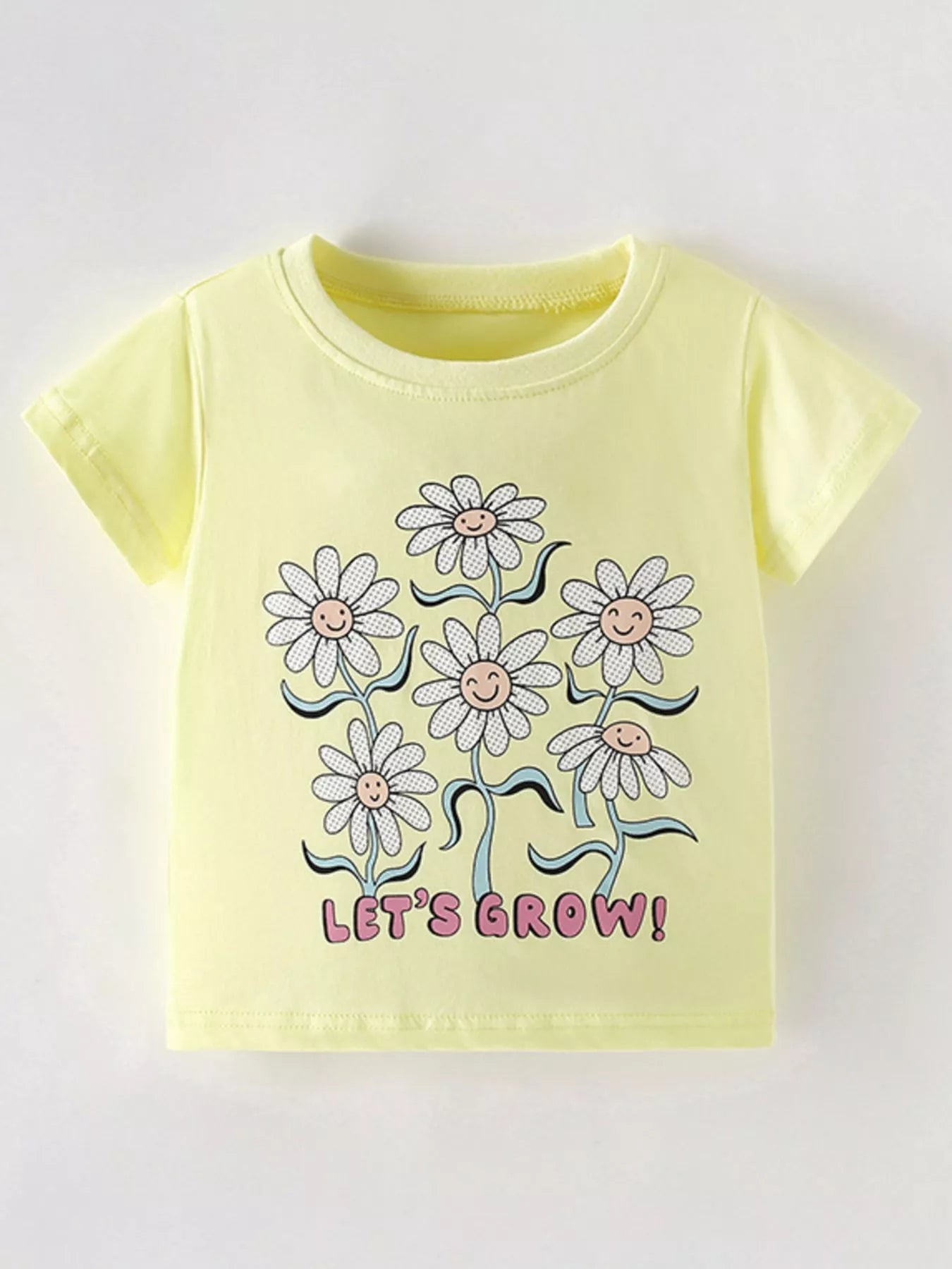 Children's Cute Daisy Print Graphic Sleeve T-Shirt
