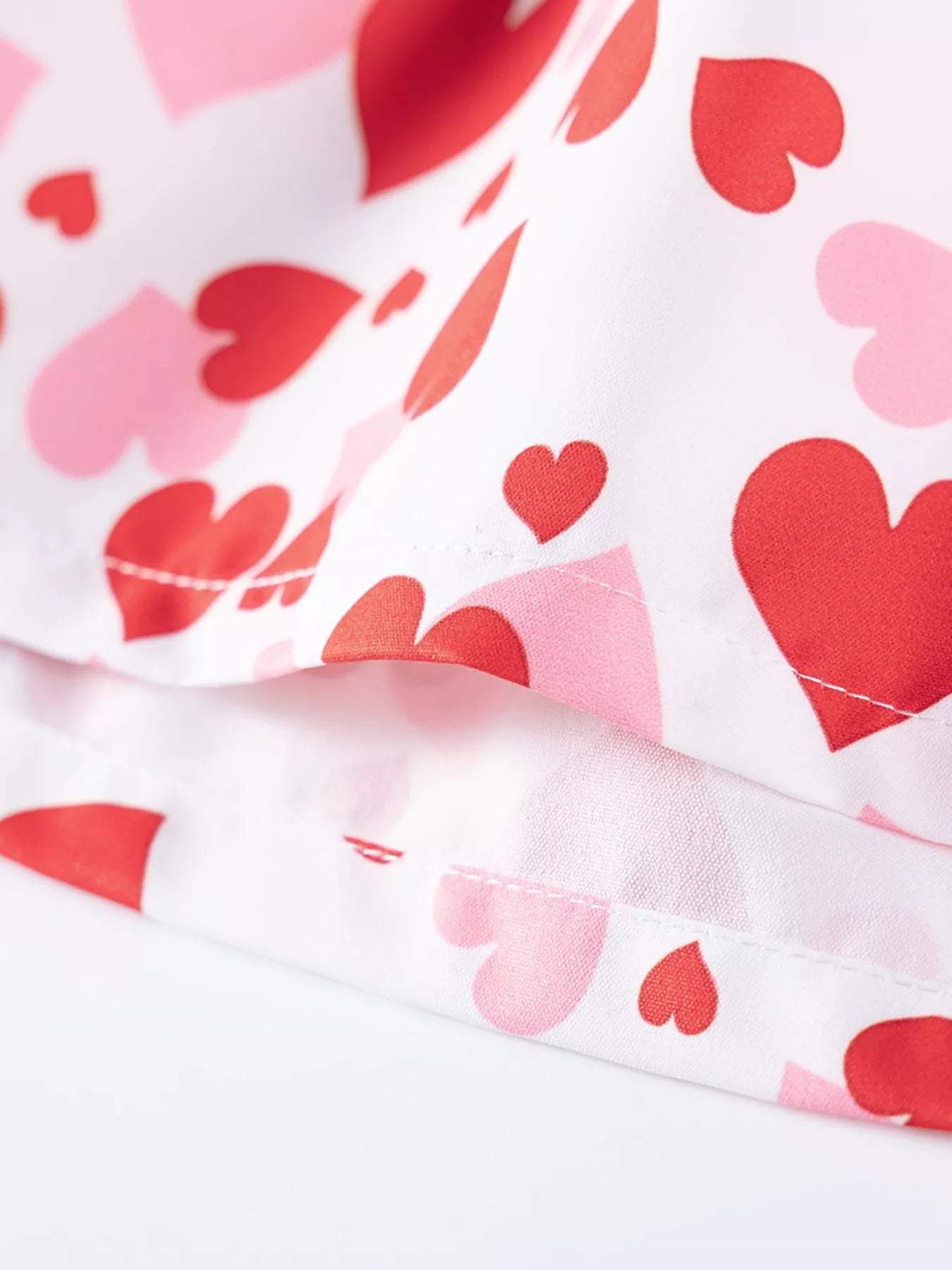 Children's Heart Print Ruffle Sleeve Dress