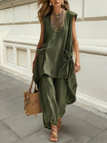 Sleeveless 3D-Cut Resort Two-Piece Set | Top & Pants