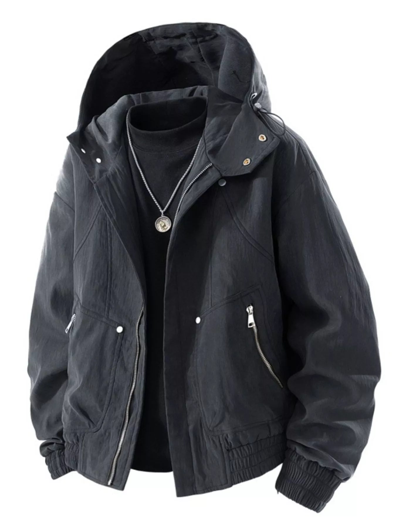 Men's Plus Size Casual Hooded Lightweight Windbreaker Jacket