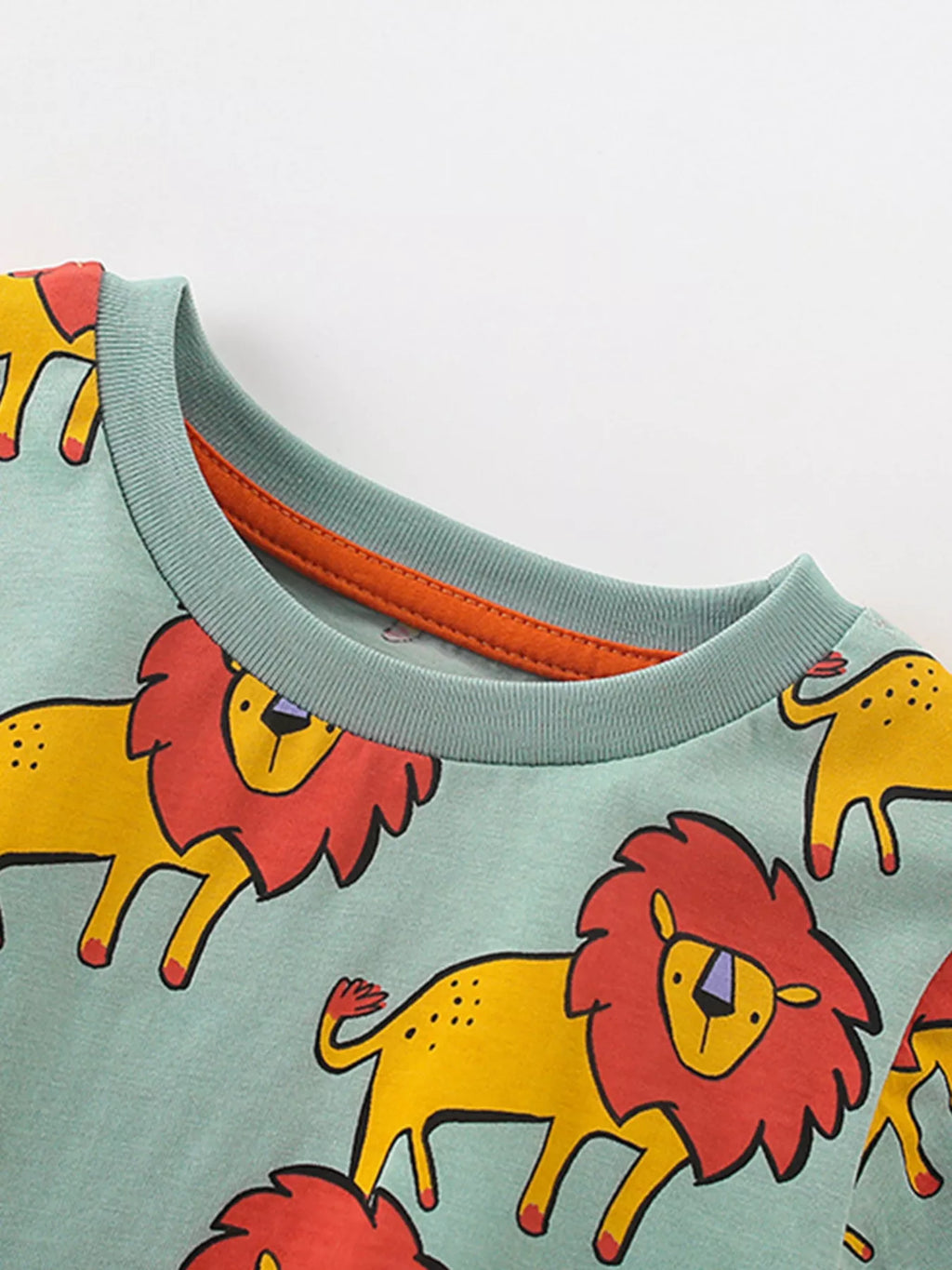 Children's Lion Print Round Neck Tee and Shorts Set