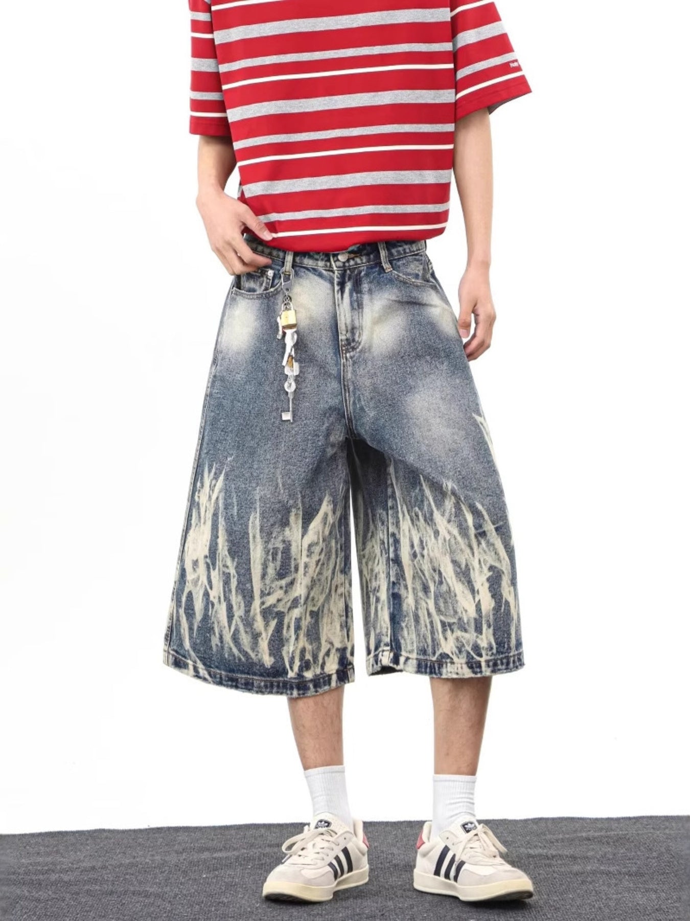 Men's Full Size Wide-Leg Denim Shorts Plus Size