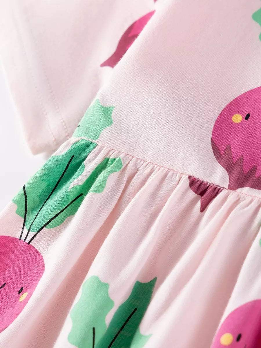 Children's Radish Print Casual Dress